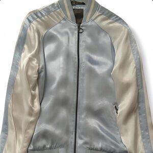 Embroidered Satin Bomber Jacket